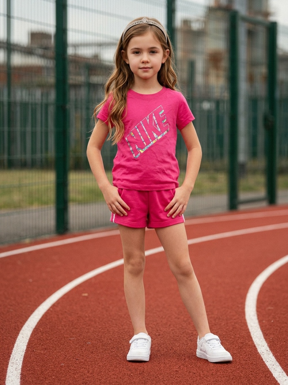 Nike T-Shirt.  Pink with the Nike Logo in shiny silver.